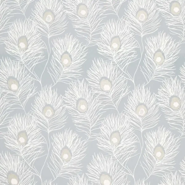 Orlena Fabric - Powder Blue / Gilver by blue botanical jacquard fabric from Harlequin