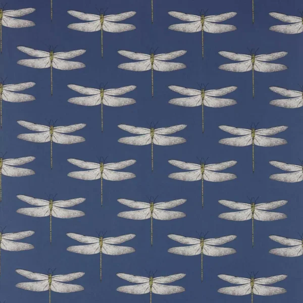 Demoiselle Fabric - Ink / Chartreuse by blue animal cotton fabric from Harlequin