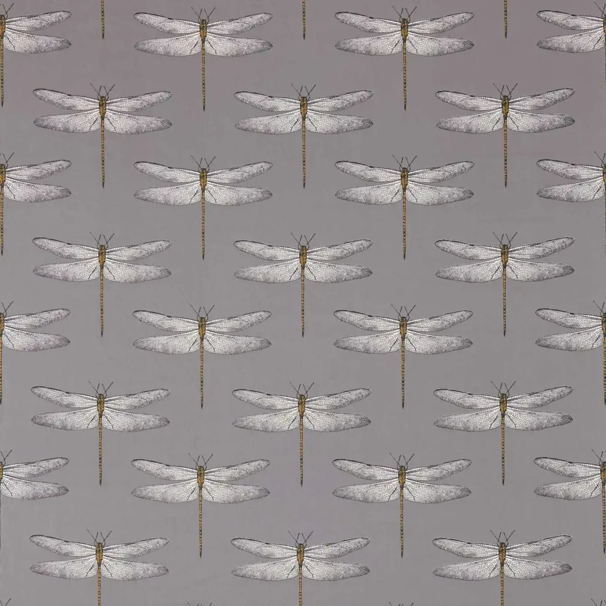 Demoiselle Fabric - Graphite / Almond by black-grey animal cotton fabric from Harlequin