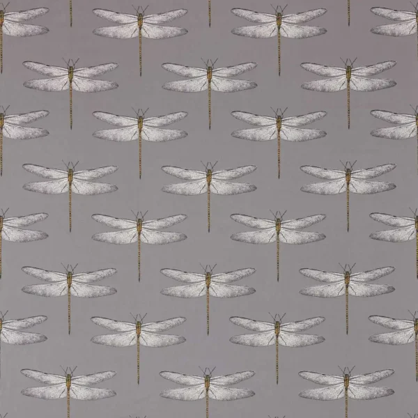 Demoiselle Fabric - Graphite / Almond by black-grey animal cotton fabric from Harlequin