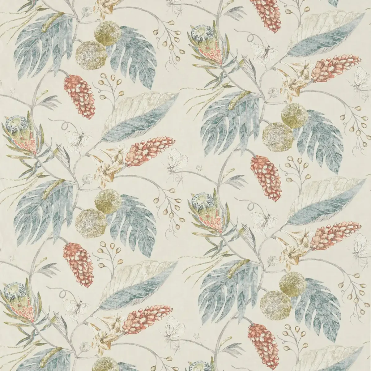 blue botanical linen fabric from Harlequin