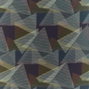 blue geometric embroideried fabric from Harlequin