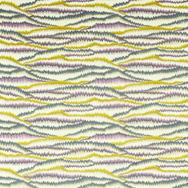 Tremolo Fabric - Aubergine / Chartreuse by multicolour geometric embroideried fabric from Harlequin