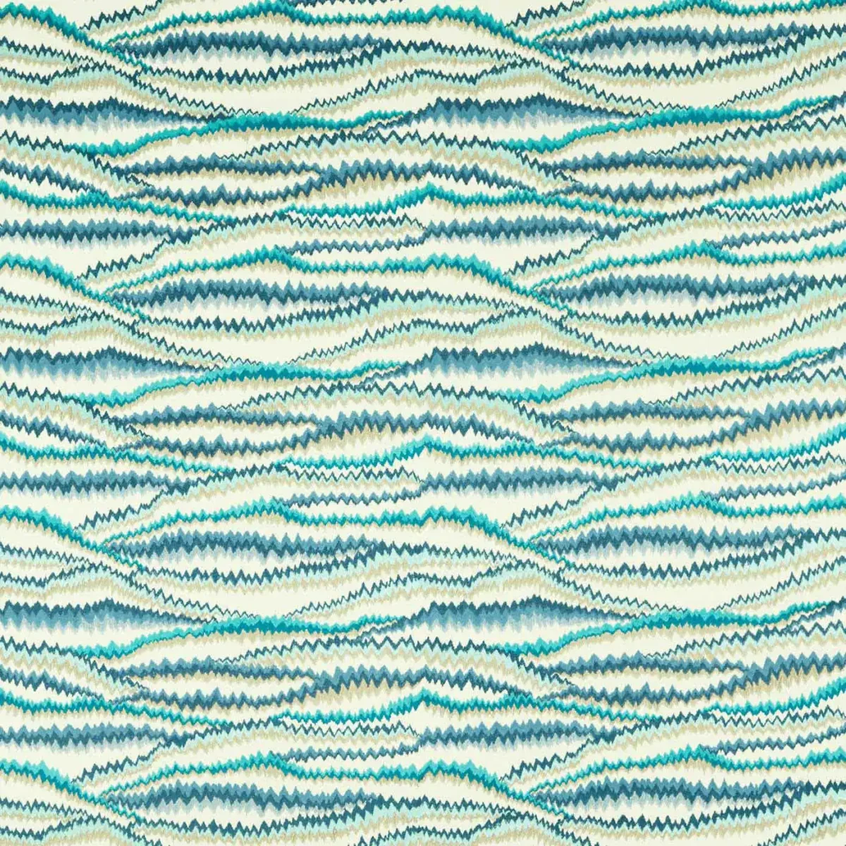 blue geometric embroideried fabric from Harlequin