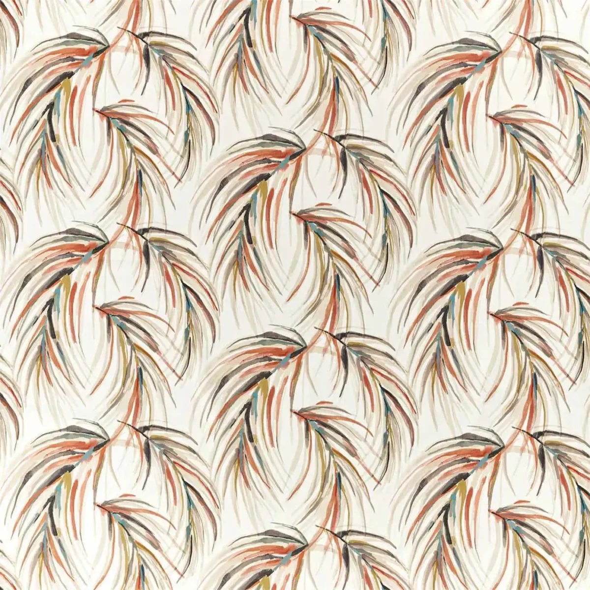 Alvaro Fabric - Harissa / Jute / Jet by multicolour botanical cotton fabric from Harlequin
