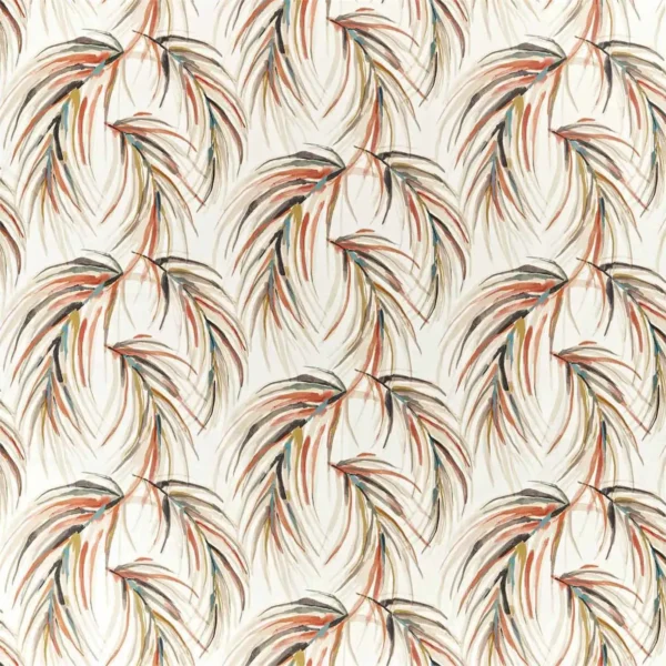 Alvaro Fabric - Harissa / Jute / Jet by multicolour botanical cotton fabric from Harlequin
