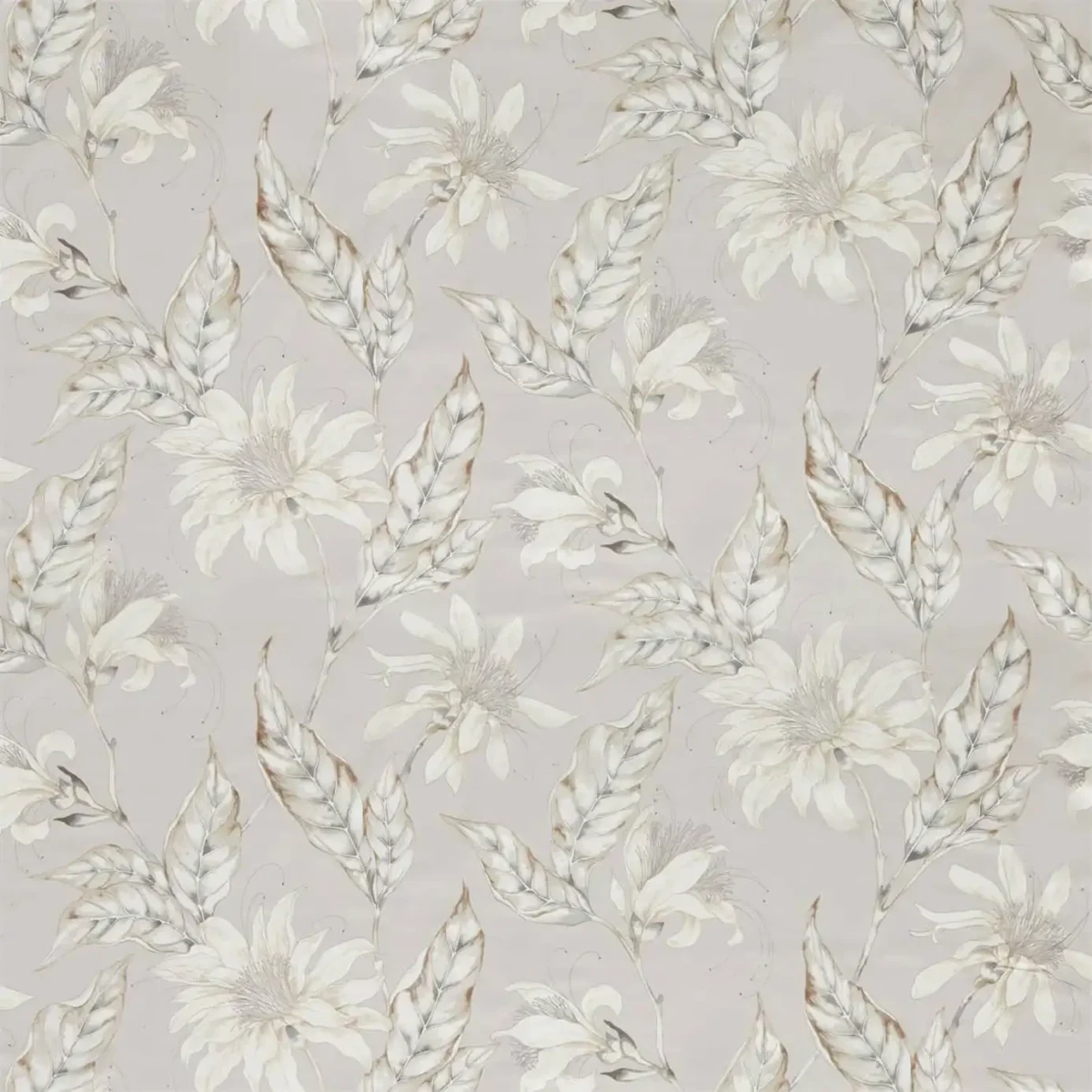black-grey botanical cotton fabric from Harlequin