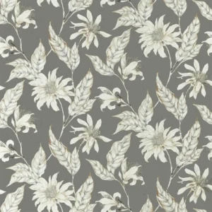 black-grey botanical cotton fabric from Harlequin