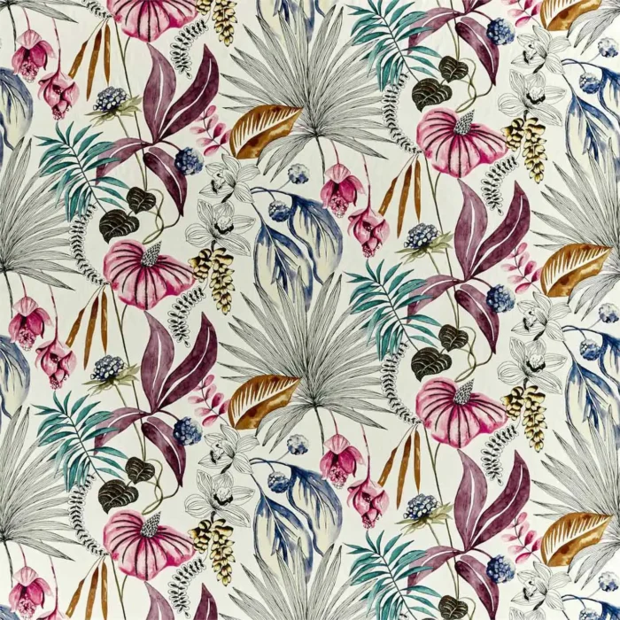Habanera Fabric - Cerise / Honey / Marine swatch