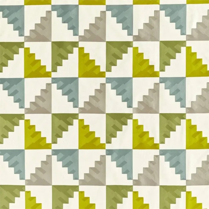 Mehari Fabric - Lime / Harbour / Stone swatch