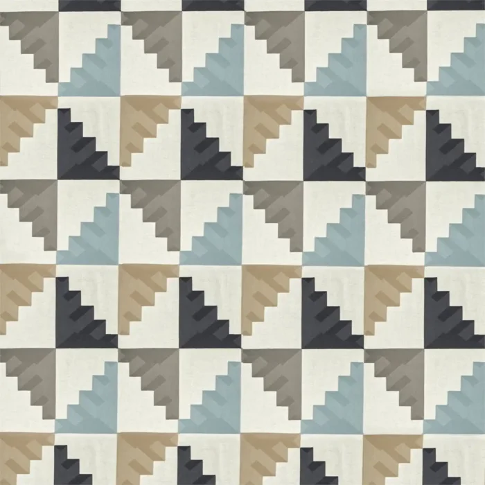Mehari Fabric - Sky / Maize / Charcoal swatch