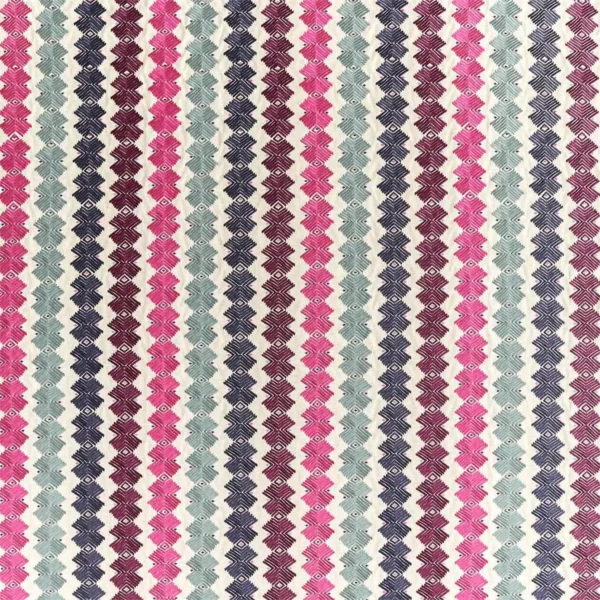 Kalimba Fabric - Seaglass / Cerise / Indigo by multicolour geometric embroideried fabric from Harlequin