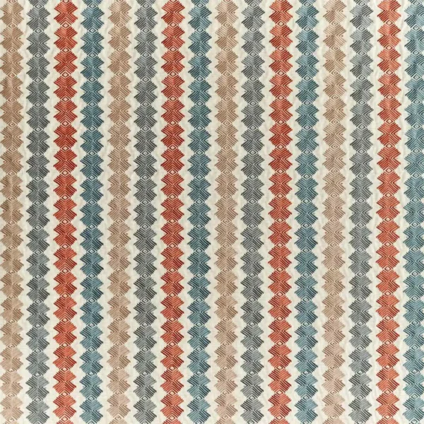Kalimba Fabric - Harissa / Jute / Harbour by multicolour geometric embroideried fabric from Harlequin