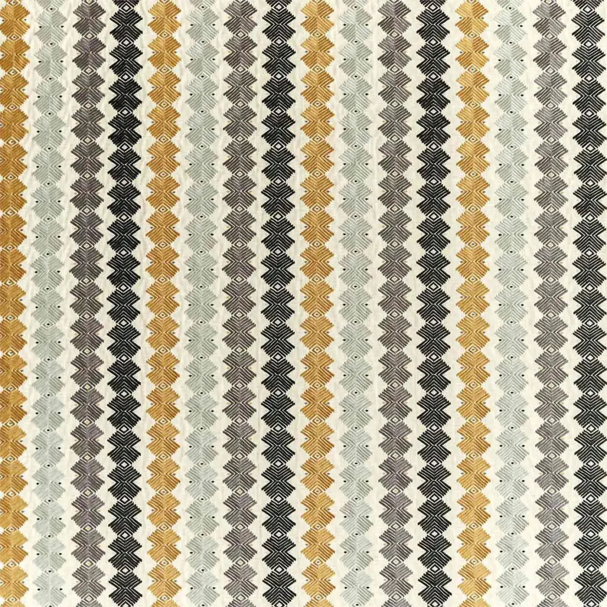 Kalimba Fabric - Honey / Topaz / Slate by black-grey geometric embroideried fabric from Harlequin
