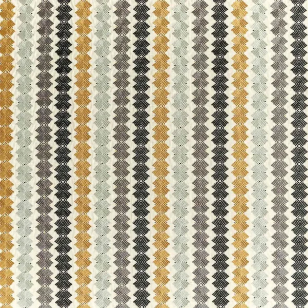 Kalimba Fabric - Honey / Topaz / Slate by black-grey geometric embroideried fabric from Harlequin
