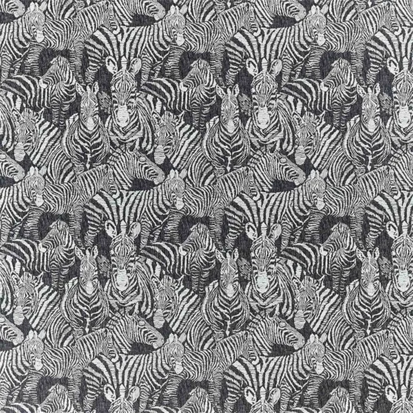 Nirmala Fabric - Jet by black-grey animal jacquard fabric from Harlequin
