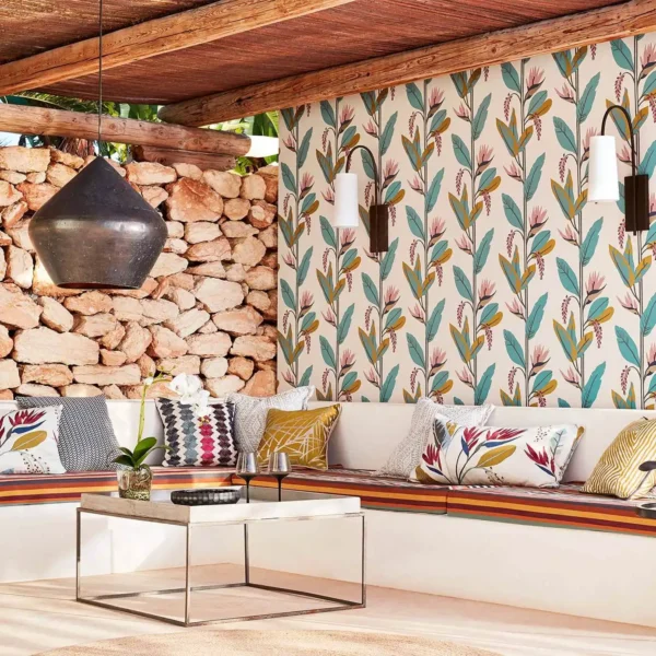 Llenya Wallpaper - Lime / Jade / Pebble by Llenya Wallpaper - Lime / Jade / Pebble from