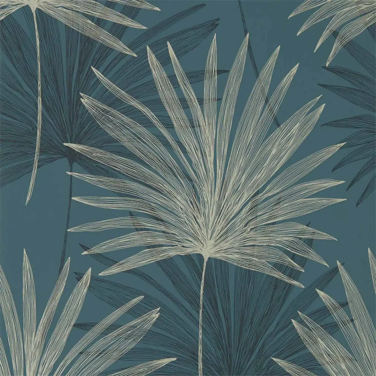 Mitende Wallpaper - Ink / Platinum by black-grey botanical wallpaper from harlequin