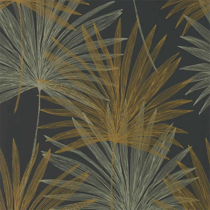 Mitende Wallpaper - Jet / Gold swatch