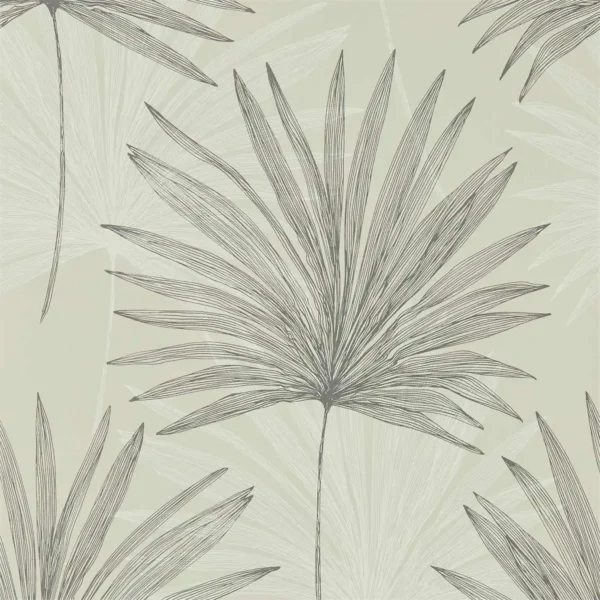 Mitende Wallpaper - Pewter / Chalk by black-grey botanical wallpaper from harlequin