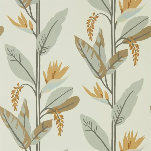 Llenya Wallpaper - Honey / Jet / Jute by black-grey botanical wallpaper from harlequin