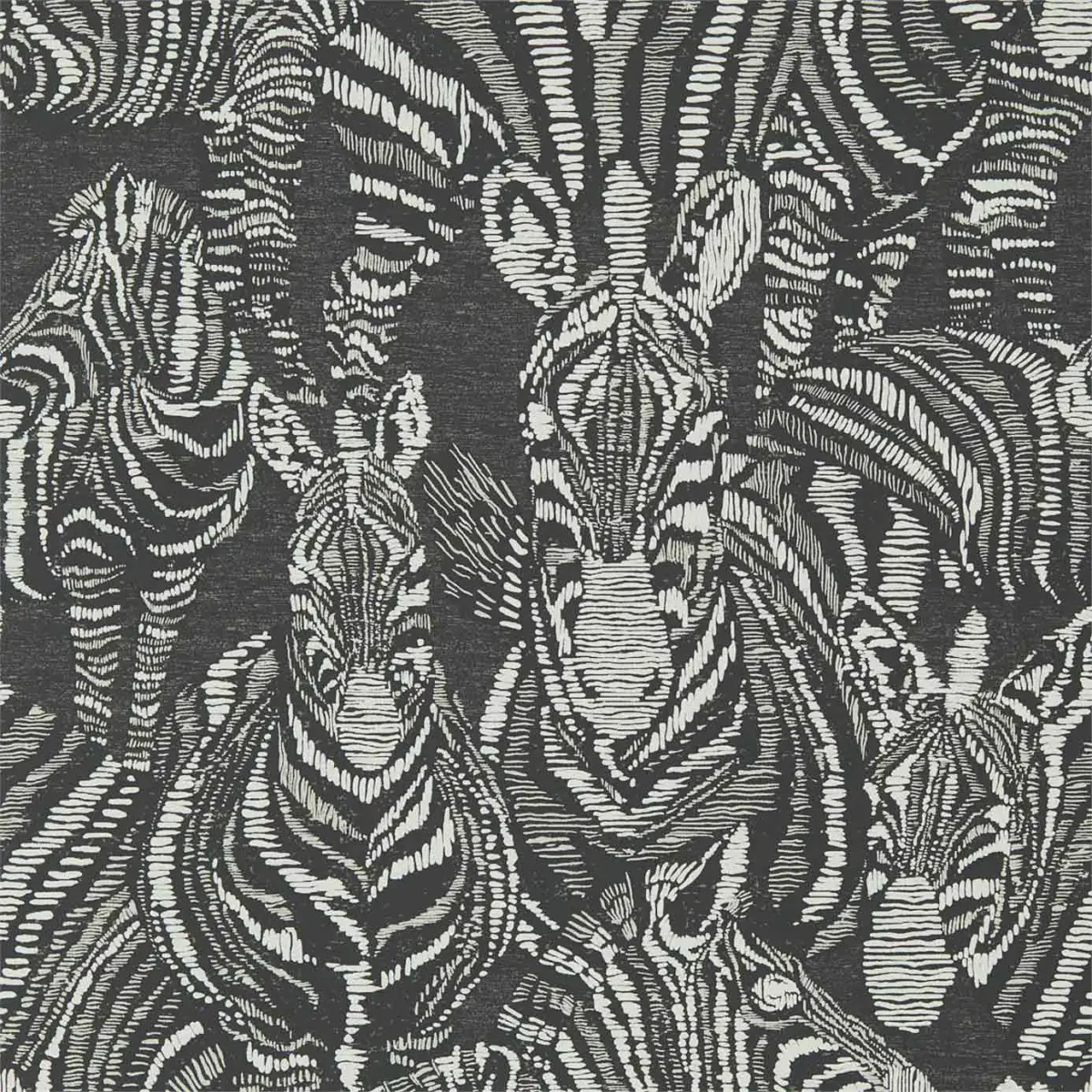 Nirmala Wallpaper - Jet / Chalk by black-grey animal wallpaper from harlequin
