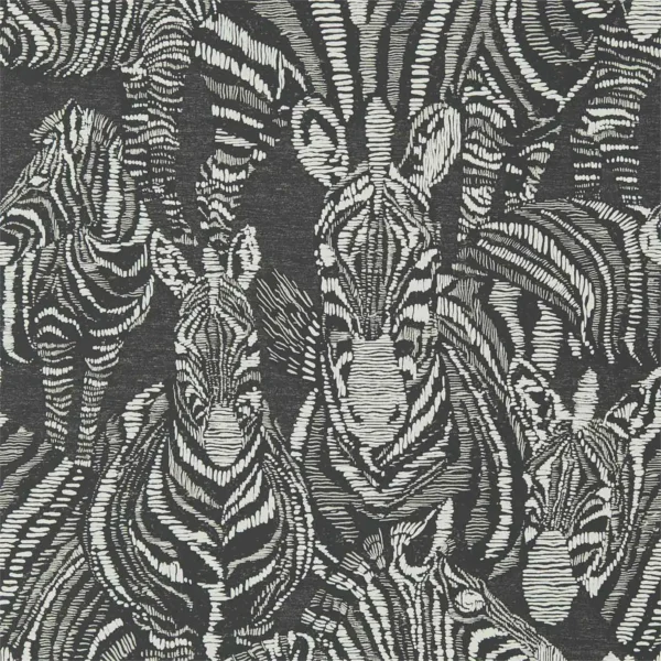 Nirmala Wallpaper - Jet / Chalk by black-grey animal wallpaper from harlequin