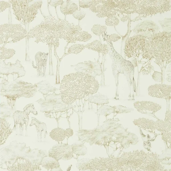 Shamwari Wallpaper - Chalk / Gold by brown animal wallpaper from harlequin
