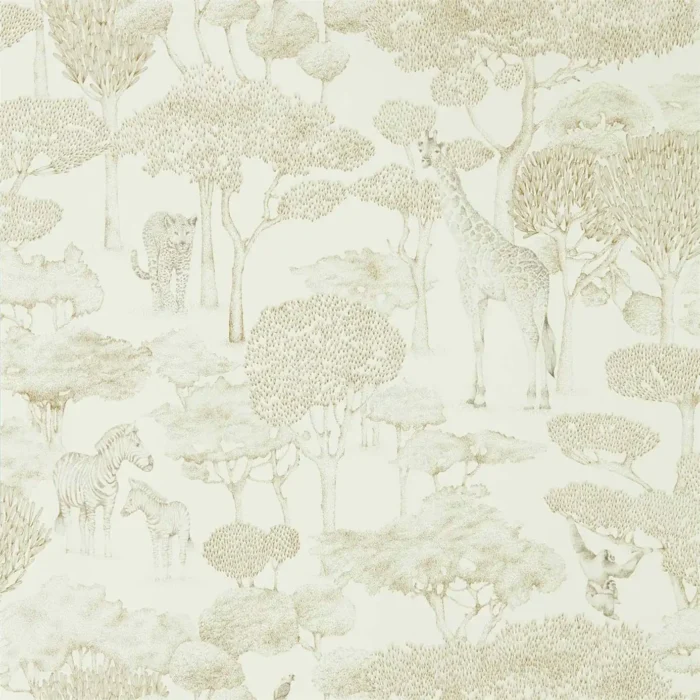 Shamwari Wallpaper - Chalk / Gold swatch