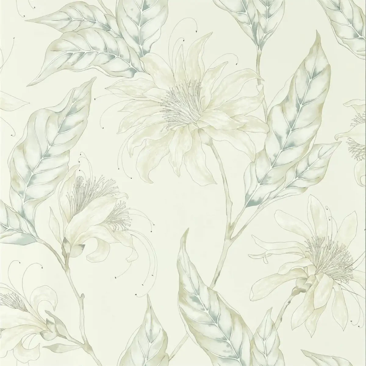 Ananda Wallpaper - Pearl by brown botanical wallpaper from harlequin