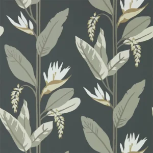 black-grey botanical wallpaper from harlequin