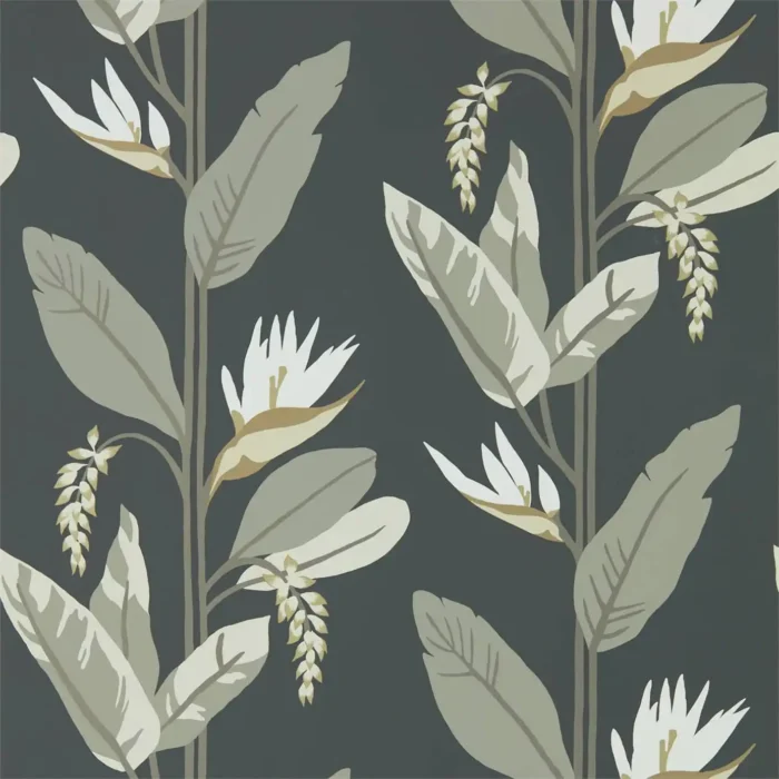 Llenya Wallpaper - Jet / Stone / Gold swatch
