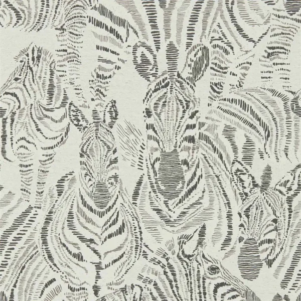 Nirmala Wallpaper - Chalk / Ebony by white animal wallpaper from harlequin