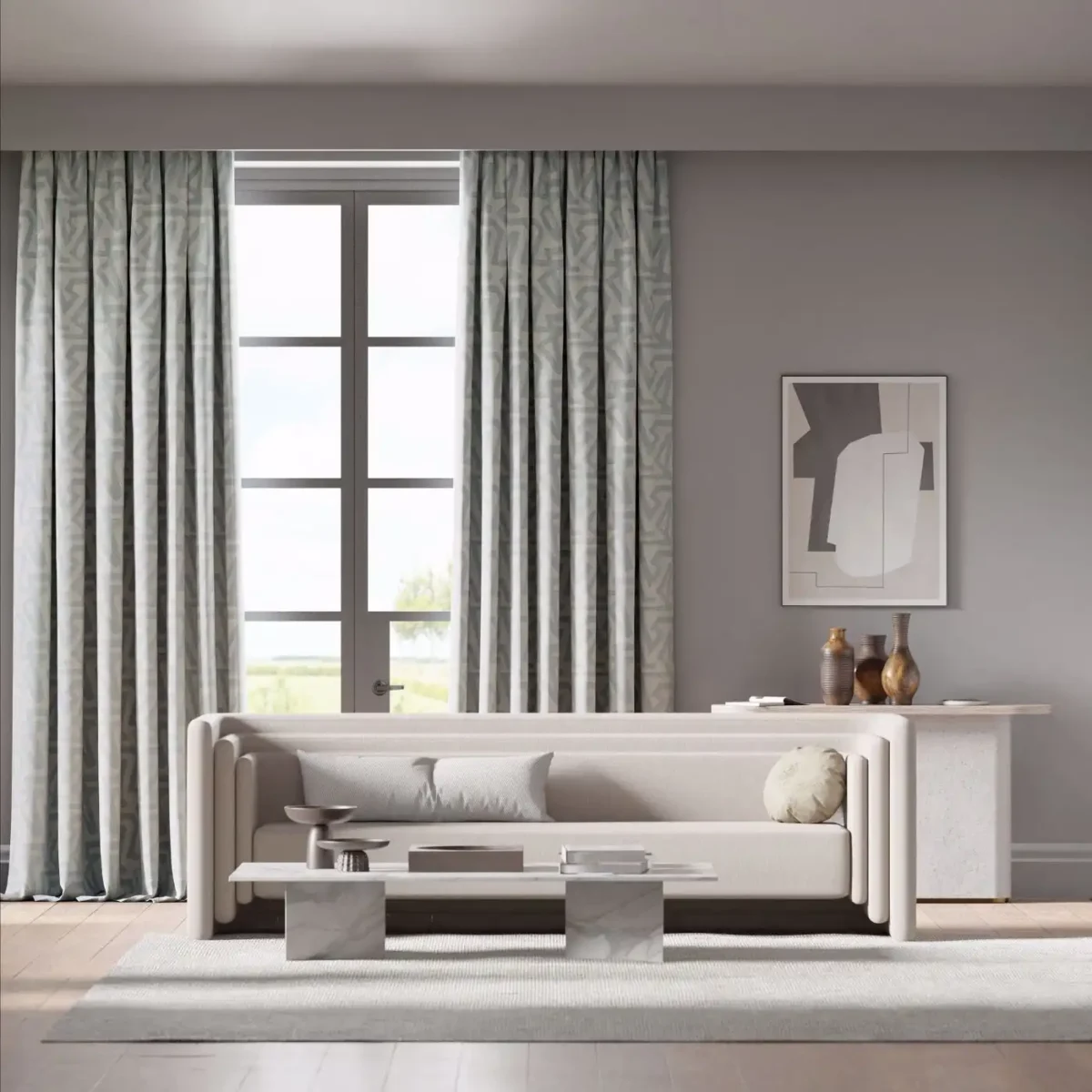 Izumi Fabric - Temple Grey / Diffused Light by Izumi Fabric - Temple Grey / Diffused Light from