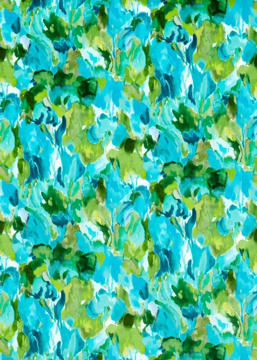 Foresta Velvet Fabric - Forest / Amazonia / Lagoon by blue botanical velvet-chenille fabric from Harlequin