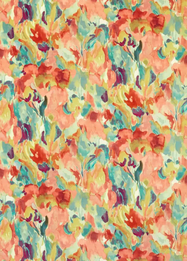 Foresta Velvet Fabric - Rosewood / Azul / Huckleberry by multicolour botanical velvet-chenille fabric from Harlequin