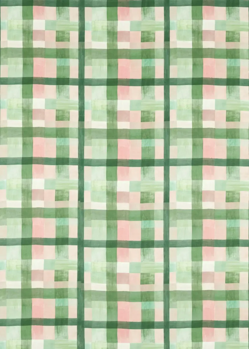 Ertha Fabric - Positano / Clover / Fig Leaf by green geometric cotton fabric from Harlequin