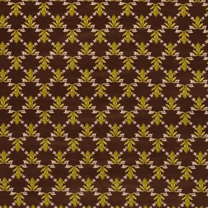 Wood Frog Velvet Fabric - Chocolate / Pistachio swatch