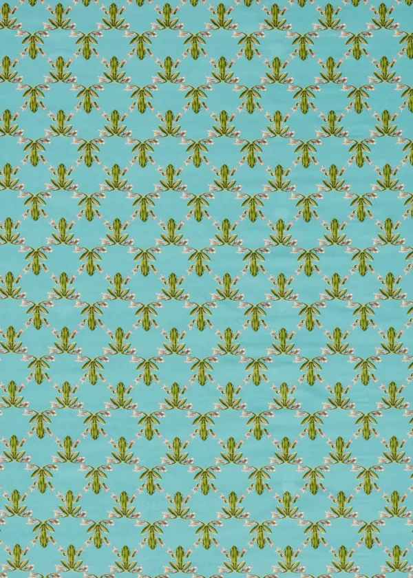 Wood Frog Velvet Fabric - Azul / Forest by blue animal velvet-chenille fabric from Harlequin