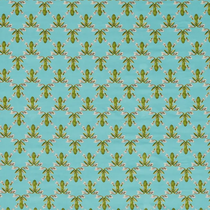 Wood Frog Velvet Fabric - Azul / Forest swatch