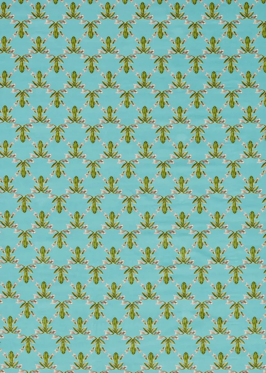 Wood Frog Velvet Fabric - Azul / Forest by blue animal velvet-chenille fabric from Harlequin