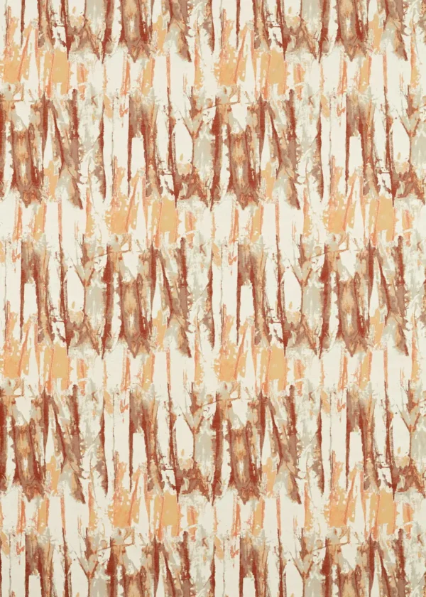 Eco Takara Fabric - Baked Terracotta / Rust by orange botanical jacquard fabric from Harlequin