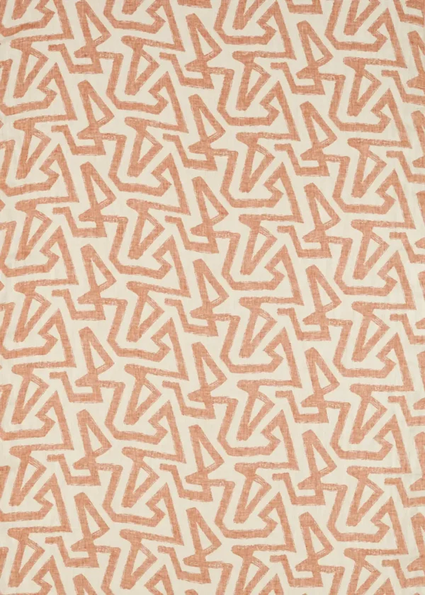 Izumi Fabric - Shiitake / Brazilian Rosewood by orange geometric linen fabric from Harlequin