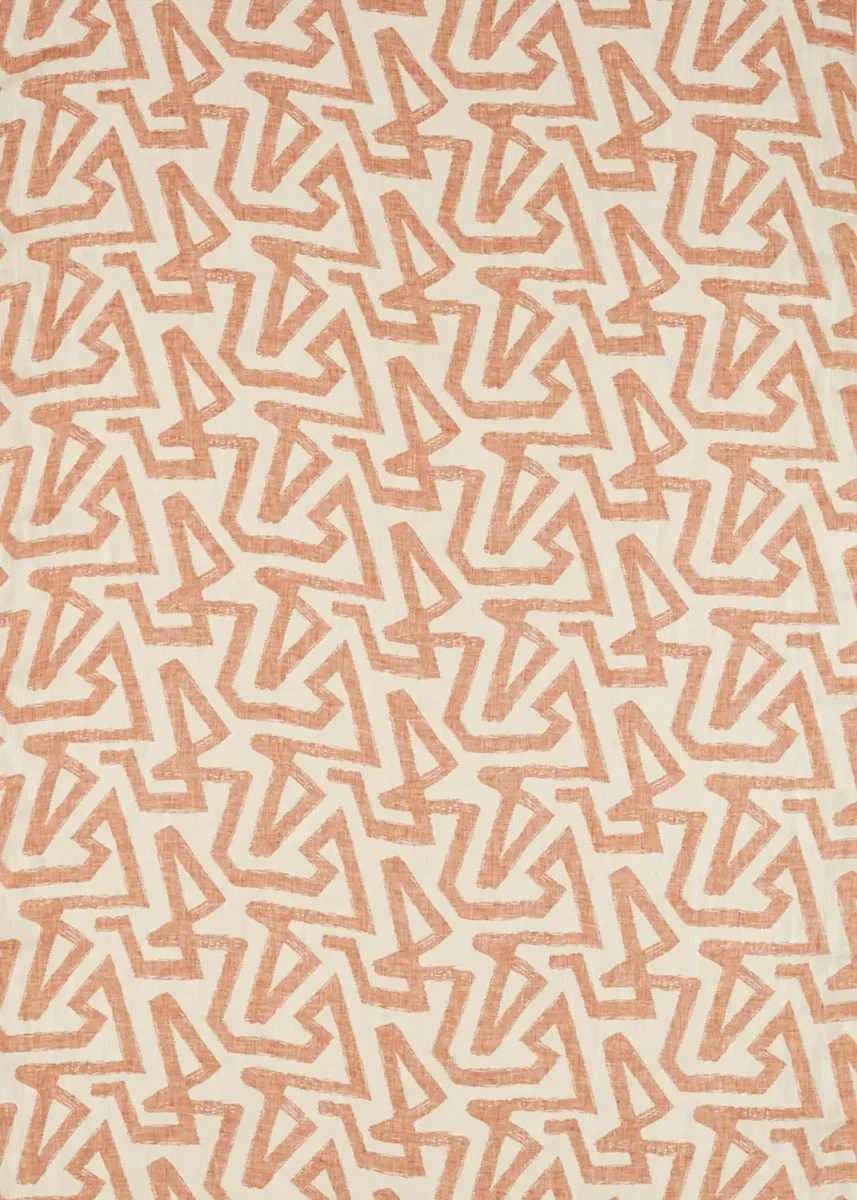 Izumi Fabric - Shiitake / Brazilian Rosewood by orange geometric linen fabric from Harlequin