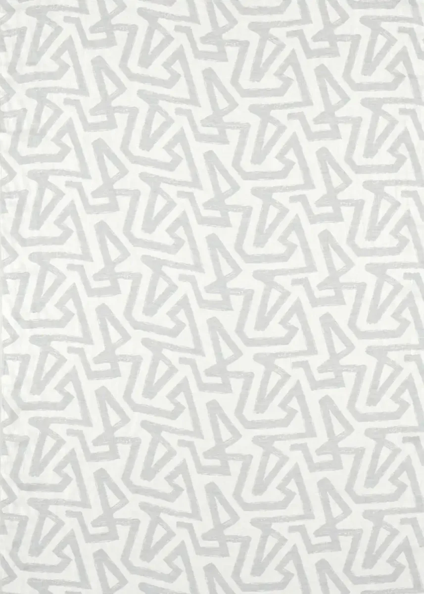 Izumi Fabric - Temple Grey / Diffused Light by black-grey geometric linen fabric from Harlequin