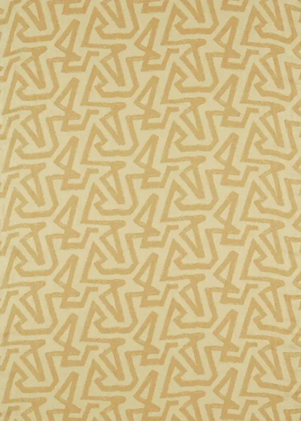 Izumi Fabric - Hessian / Sandstone by yellow geometric linen fabric from Harlequin