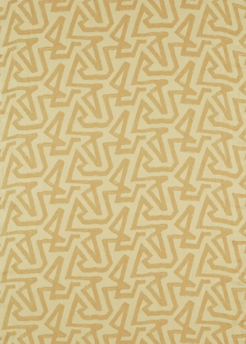 Izumi Fabric - Hessian / Sandstone by yellow geometric linen fabric from Harlequin