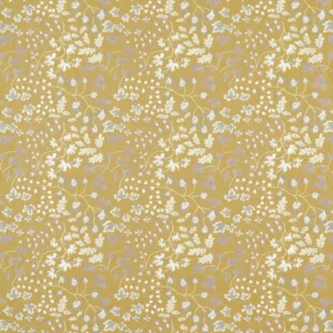 yellow botanical embroideried fabric from Harlequin
