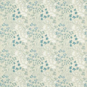 blue botanical embroideried fabric from Harlequin