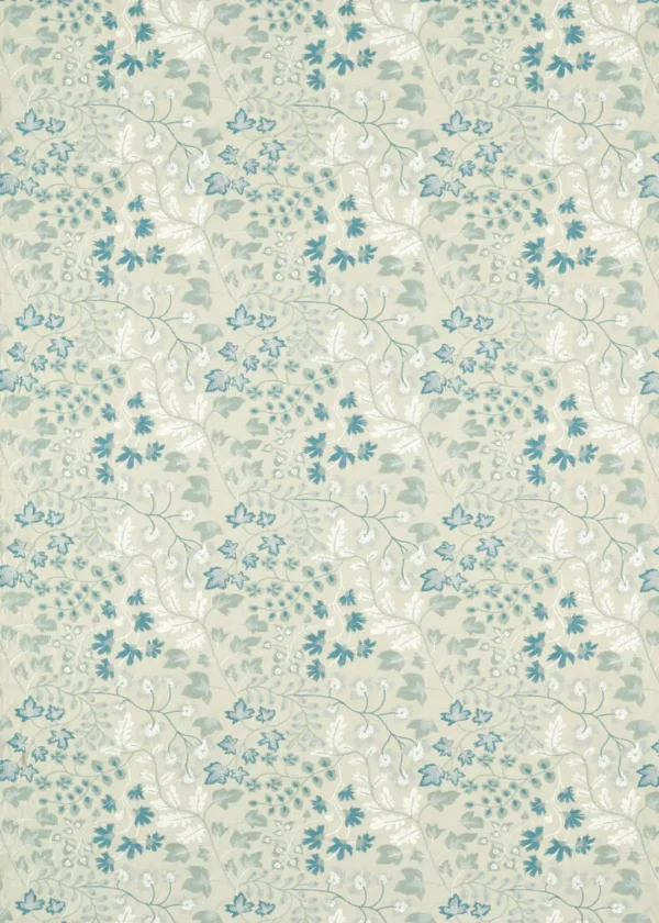Onni Fabric - Putty / Celestial by blue botanical embroideried fabric from Harlequin
